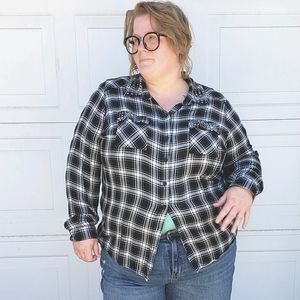 Torrid plaid button up with studs